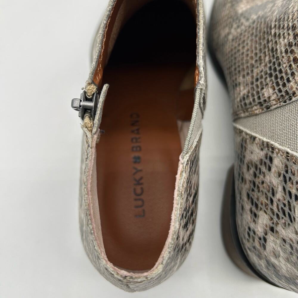Lucky Brand Women's Bootie Shootie Zip Up Snake Skin Print Size 6M / 36 1/2 - Picture 9 of 11